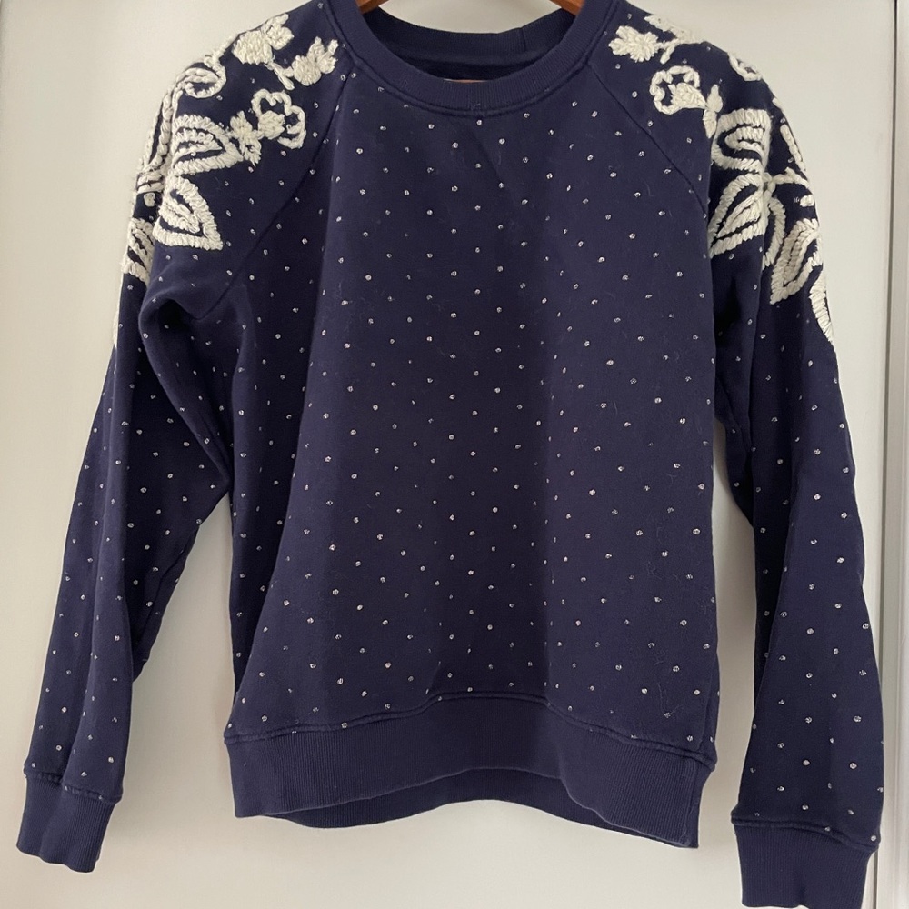 Lucky Brand Embroidered Polka Dot Sweatshirt